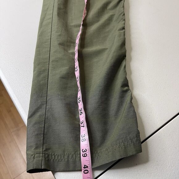 Vintage Catalina Track Pants Womens Medium Green Nylon Belted Side Stripe Y2K - Picture 8 of 11